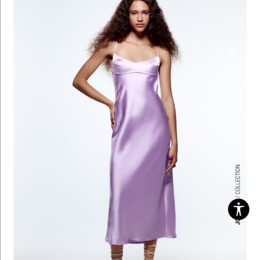 Viral zara satin purple dress